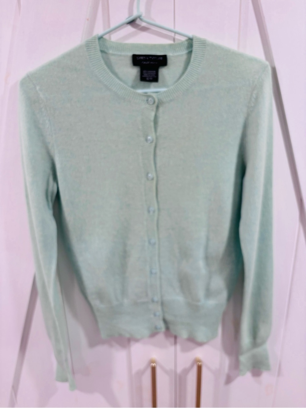 Lord & Taylor Mint Green Button-Up Crewneck Cardigan